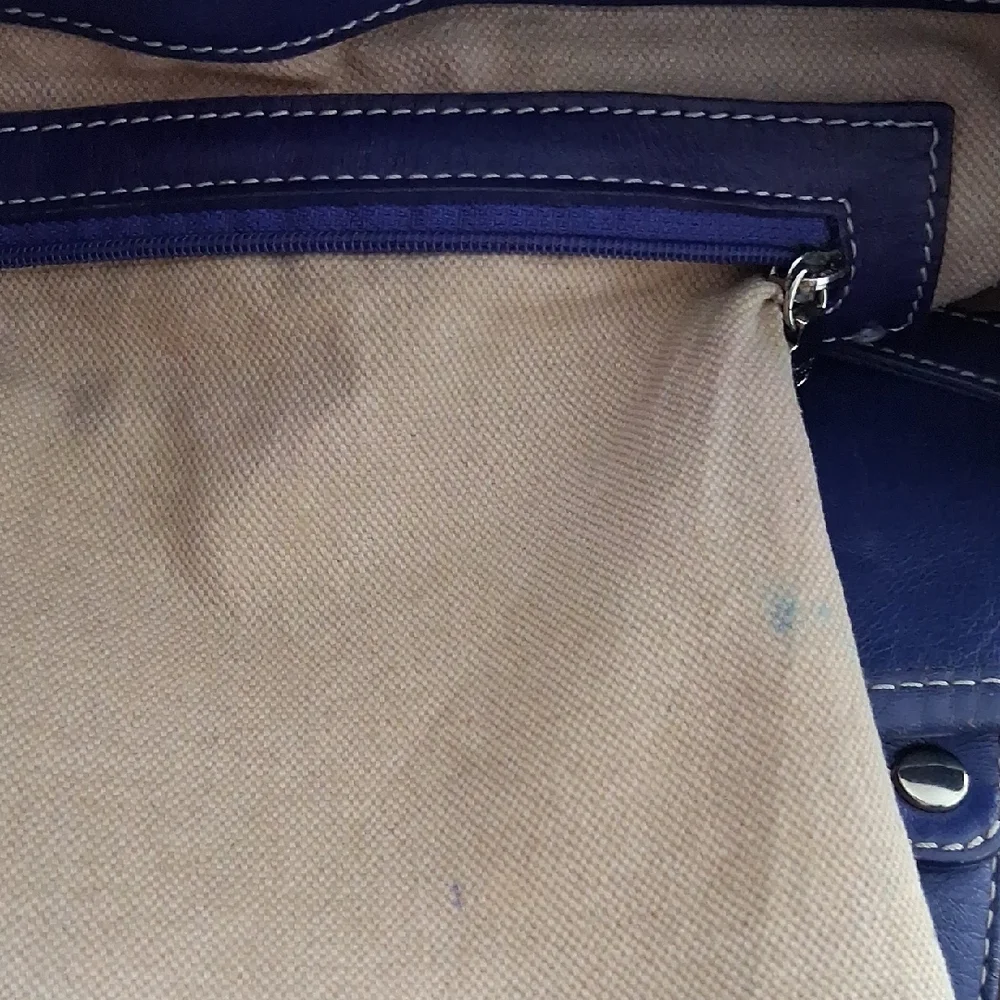 MCM Blue and Cream Tote with Yellow Accents - Picture 6 of 7